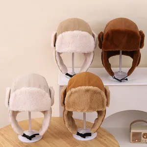 Chapeau Trappeur Hiver Enfant Coupe-vent Chaud Doublure Fausse Fourrure Aspect Suédine Ouchanka Pour Garçons Filles Extérieur