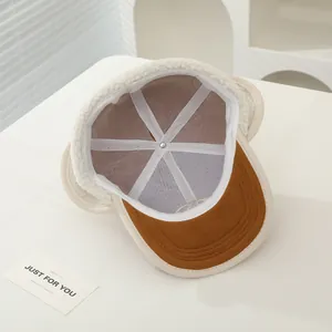 Casquette de baseball hiver pour enfants avec protège-oreilles et doublure en laine