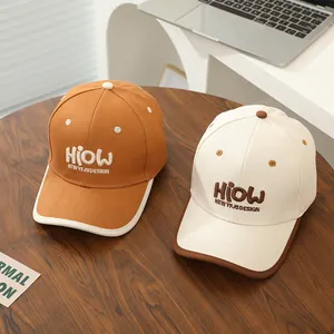 Kids baseball cap with HiOW embroidery and two-tone canvas panels for boys and girls