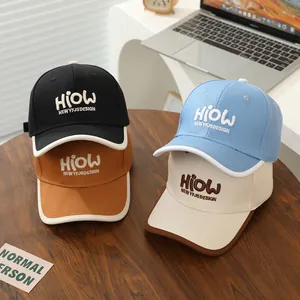 Kids Cotton Baseball Cap Embroidery HIOW Letter Contrast Brim Adjustable Peaked Hat For Boys Girls Spring Autumn Sun Hat