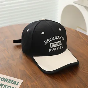 Child baseball cap in black and beige cotton with Brooklyn 3D embroidery detail