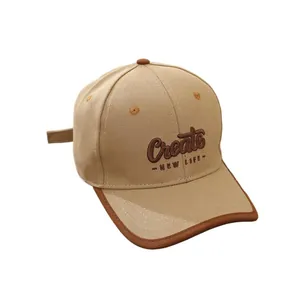 Khaki baseballpet voor kinderen met donkerbruine klep en borduursel Create New Life