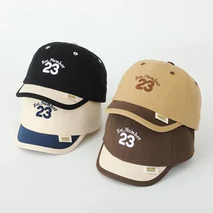 Kids baseball cap with letter 23 embroidery in multiple color contrast options