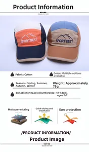 Detail view of cotton kids baseball cap with sport embroidery and size parameters