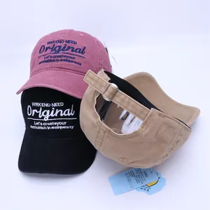 Embroidered cotton baseball cap for kids with adjustable strap in multiple colors