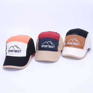 Three multi-colored baseball caps with SPORTBEST mountain embroidery detail