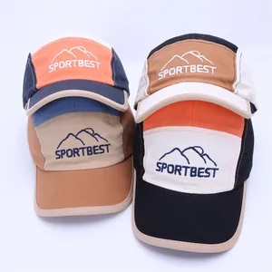 Detailed arrangement of four two-tone cotton baseball caps with SPORTBEST embroidery