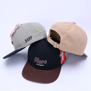Kids hip-hop snapback baseball caps with Melt embroidery in three color combinations