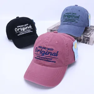 Kids Cotton Blend Embroidered Letter Baseball Cap Retro Washed Sun Hat For Boys Girls Hip Hop Style Streetwear Outdoor Accessory