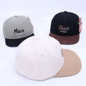 Kids flat brim hip hop baseball cap with Melt embroidery in three contrast colors