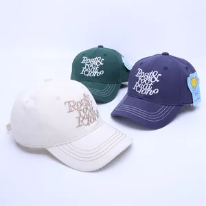 Detailed view of kids baseball caps featuring premium 3D embroidery and durable stitching