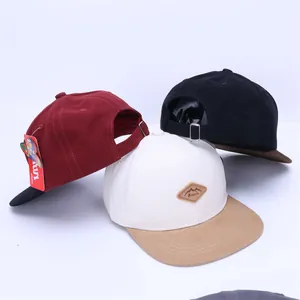 Adjustable kids baseball caps in color-block designs with leather KUKUJI logo patches