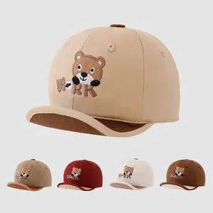 Berretto da Baseball per Neonati Ricamo Orsetto Tesa Morbida Regolabile Cotone Traspirante Estivo per Bambini Bambine