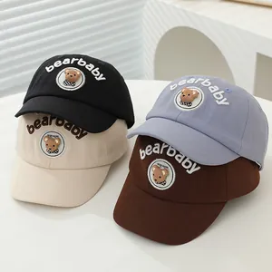 Cute Bear Baby Baseball Cap Cotton Sun Protection Hat With 3D Bear Patch Embroidery For Infants And Toddler Sunshade Curved Brim Hat