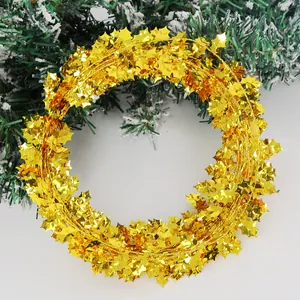 7.5m gold star tinsel garland for Christmas tree DIY crafts and holiday home decoration
