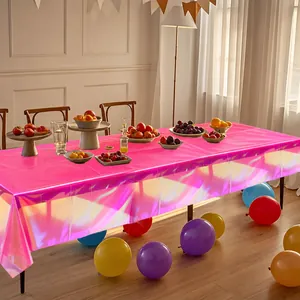 Irisierende rosa holografische Partytischdecke für Geburtstage und Feierlichkeiten
