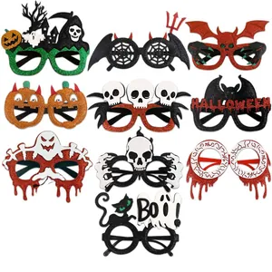 Lot de 10 montures de lunettes d'Halloween avec citrouille fantôme chauve-souris et paillettes