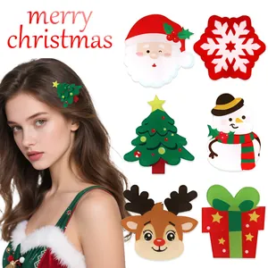 Ensemble de Pinces à Cheveux de Noël en Acrylique Dessin Animé Père Noël Élan Bonhomme de Neige Sapin de Noël Accessoires Cheveux