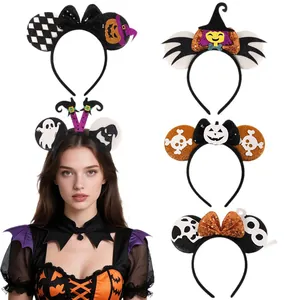 Halloween muizenoren hoofdband met lovertjes, pompoen-, spook- en heksenhoedontwerpen