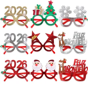 Set of 9 festive 2026 Christmas and New Year glasses with reindeer and tree designs