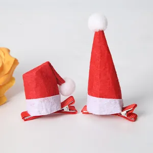 Mini Weihnachtsmütze Haarspangen Rot Weiß Filz Weihnachtsmann Hut Haarnadeln Mit Legierung Entenschnabel Clip Für Feiertag Party Dekorationen Damen Kinder Haarschmuck