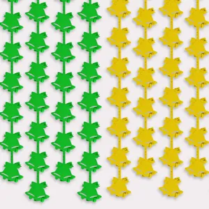Golden and green 2-meter Christmas bell tinsel curtains for party background decor