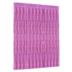 Rose pink foil tinsel curtain backdrop for birthday and wedding party decorations