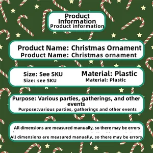 Detailed Christmas ornament specification list with durable plastic material info
