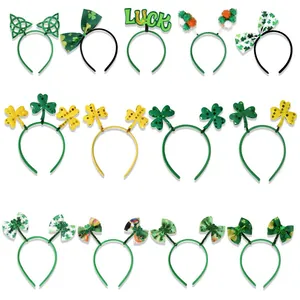 Serre-tête Trèfle de la Saint-Patrick pour Femmes Hommes Enfants Paillettes Brillant Trèfle Irlandais Accessoires Cheveux Fête Accessoires Photo