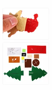 Detailed DIY Christmas felt tree kit parts with self-adhesive backing for easy assembly
