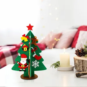 Detailed view of DIY felt Christmas tree with Santa, snowflakes and festive ornaments