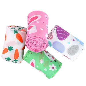 Juego de 4 cintas de Pascua de 2 m con diseños de conejo, huevo y zanahoria para decorado DIY