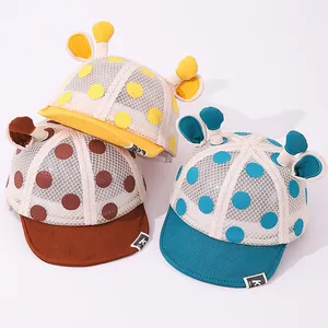 Casquette de Baseball en Maille Respirante pour Bébé Motif Girafe et Pois Chapeau de Soleil à Bord Mou Été Enfants