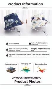 Détails techniques du chapeau cloche enfant en coton avec imprimé voiture et lien