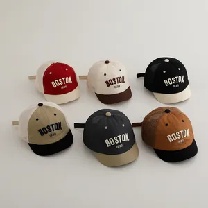 Mesh baseball caps in various colors with BOSTON 1630 embroidery and short brims