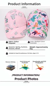 Specifiche del cappello dinosauro per bambini in cotone per circonferenza testa 50-54 cm
