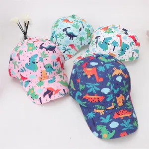 Berretti da baseball per bambini in cotone con dinosauri rosa, blu, bianco e navy