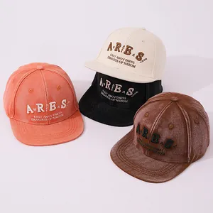 Kinderen Gewassen Katoen Hip Hop Platte Rand Baseballpet Letterborduurwerk Streetstyle Zonbescherming Hoed Voor Jongens Meisjes