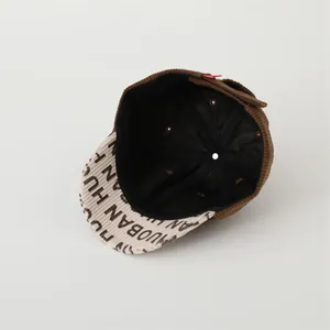 Brown corduroy baseball cap showing detailed inner lining and HUOBAN letter print