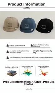 Detailed chart showing cotton velvet baby baseball cap specs for head size 45-48cm