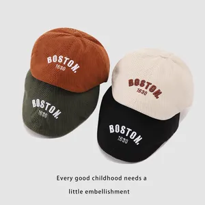 Gorras de pana para niños con bordado de Boston 1630 en cuatro colores clásicos