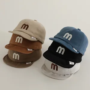 Säugling Kleinkind Weiche Krempe Baseballkappe Baumwollmischung Waffelstrick Warmer Sonnenhut Für Jungen Mädchen Buchstabe Bestickt