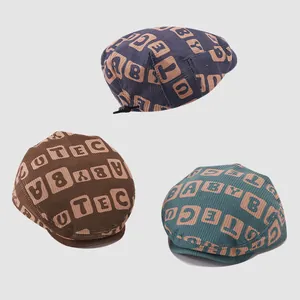 Kids Retro Corduroy Beret Hat Adjustable CUTE BABY Letter Print Warm Fashion Newsboy Cap For Toddler Boys Girls