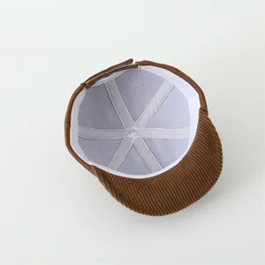 Braune Cord-Baseballkappe für Kinder mit verstellbarem Riemen und Innenfutter