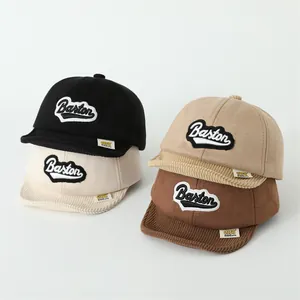 Kids vintage baseball cap set in four colors featuring corduroy brim and letter embroidery