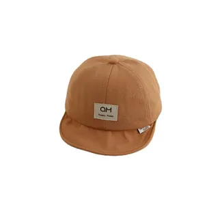 Cute mustard yellow cotton baseball cap for toddlers with soft brim and patch