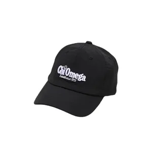 Gorra de béisbol negra para niños de secado rápido con bordado Chi Omega blanco retro