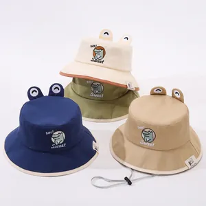 Chapeau Bob Dinosaure de Dessin Animé pour Enfants Cordon Coupe-vent Réglable en Coton Chapeau de Soleil pour Garçons Filles Extérieur Voyage