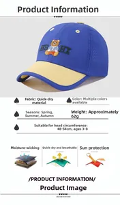 Detail view of breathable mesh and cartoon bear embroidery on kids quick-dry baseball cap