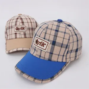 Casquette de baseball vintage pour enfants avec motif à carreaux et logo Quik brodé